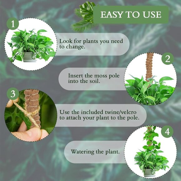 2 Pack 25 Inch Coco Coir Moss Poles for Climbing Indoor Plants - Handmade Plant - Picture 4 of 7